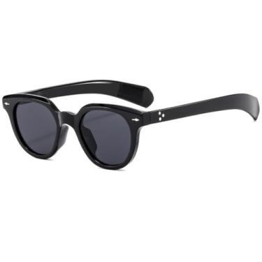 Imagem de VFDHN Óculos de sol retrô oval com rebites, armação, masculino e feminino, lentes degradê, uv400 (1)