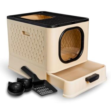 Imagem de Caixa Areia Fechada Gato Grande Sandbox Higiênica Premium Lillos Pet (Bege)