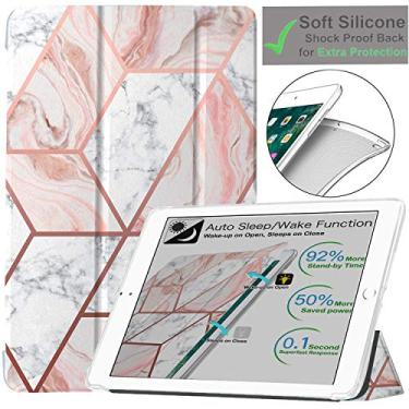 Imagem de DuraSafe Cases Para iPad Air 3 2019 10,5 polegadas [Air 3ª geração] A2152 A2123 A2153 A2154 Impresso Smart Três Dobras Leve Silicone Transparente Capa Frontal e Traseira - Rosa Mármore