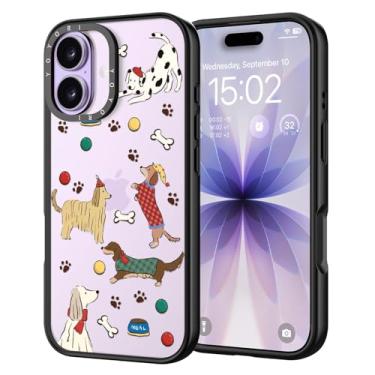 Imagem de YOYORI Capa para iPhone – [Proteção contra quedas de nível militar de 2 metros] [Tecnologia anti-peel] Capa amortecedora de TPU preta transparente com design fofo (Cão de corte, iPhone)