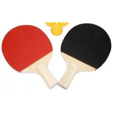 Imagem de Kit Raquete Tênis De Mesa 25Cm Ping Pong Com 3 Bolinha