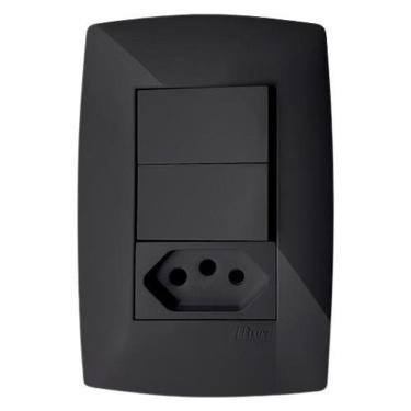 Imagem de Cj Interruptor Duplo Simples + Tomada 20A 4X2 Home Grafite