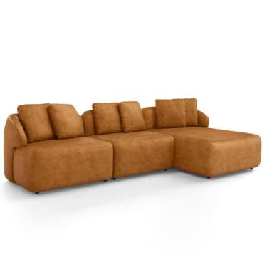 Imagem de Sofá 4 Lugares com Chaise Direito Sala Living 294cm Arlo F04 material 