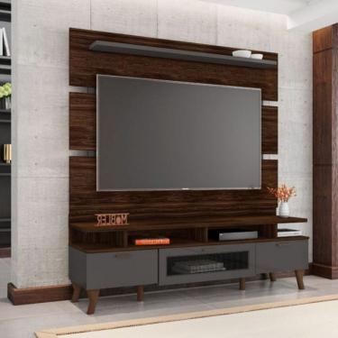 Imagem de Rack Com Painel Para Tv 65 Polegadas Liverpool Sala De Estar Cor:marrom Palisandro/ Cinza Régio