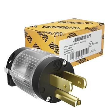 Imagem de Journeyman-Pro 515PV-LIT Iluminado 15 Amp 120-125 Volt, NEMA 5-15P, 2 polos 3 fios, lâmina reta, conector de saída de cabo de substituição de plugue macho, indicação de energia PVC de grau comercial