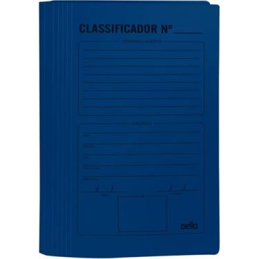 Imagem de Kit de Pastas Classificadoras, Dello, Rápido, Plástica, com Grampo e Impressão em Azul, Pacote com 10