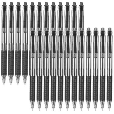 Imagem de Sooez Pacote com 24 canetas esferográficas para escrita suave, caneta retrátil de tinta preta, canetas de ponta média de 1,0 mm para diário, caixa de canetas de aderência macia, material de escritório