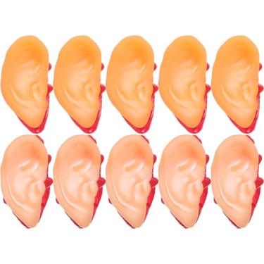 Imagem de 20 peças simulativa de orelha cortada para orelhas corporais adereços macios decorativos festa órgão simulação horrível casa hlloween assustadora adorno de sangue assombrado humano Halloween