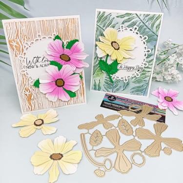 Imagem de Alinacutle Golden Cut Dies, corte de metal, corte de metal, para embalagem de presente, artesanato, artesanato, cartões, faça você mesmo, álbuns, álbuns, decoração de presentes de Natal (flor)