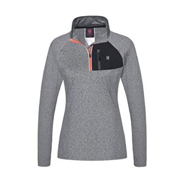 Imagem de Camiseta feminina de manga comprida e corrida Little Donkey Andy para ginástica, secagem rápida, Deep Grey Heather, Large