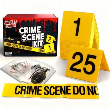 Imagem de Crime Scene Decorations Kit, Crime Mystery Dinner Party Game Supplies, Includes Crime Scene Tape, 25 Yellow Evidence Markers, 25 Crime Object Cards