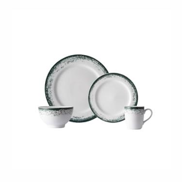 Imagem de Serviço de 24 Peças com Bowl e Caneca em Porcelana, Decoração Névoa Verde, Porcelana Schmidt