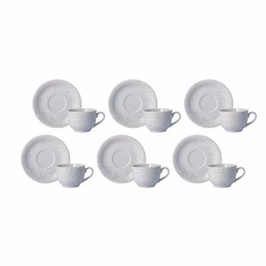 Imagem de Estojo com 6 Xícaras de Chá com Pires em Porcelana, Modelo Voyage, Redondo, Decoração Guaporé, Porcelana Schmidt
