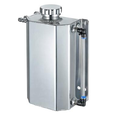 Imagem de BDFHYK Reservatório de transbordamento de refrigerante 2L Expansão Catch Can Reservatório de Radiador Universal Alumínio Polido Prata