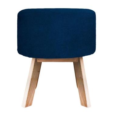 Imagem de Puff Banqueta Redonda Retrô Suede - Azul Marinho