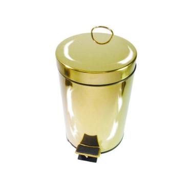 Imagem de Lixeira Dourada Em Aço Inox Para Banheiro Com Pedal 3L