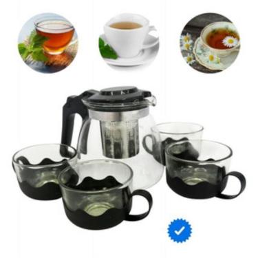 Imagem de Chaleira Bule Infusor 1L E 4 Xícaras Inox Café Cozinha Chá