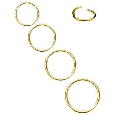 Imagem de Hoeudjo Anéis de nariz articulados de aço cirúrgico para mulheres e homens 20G joias de septo de narina Helix Daith Tragus Rook Conch Cartilagem Ear Lobe Piercings Brincos 4 peças 7 mm/8 mm/9 mm/10 mm