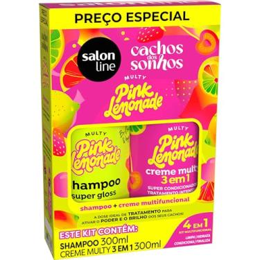 Imagem de Salon Line Pink Lemonade, Kit Shampoo Super Gloss + Creme Multifuncional 3 em 1, 300ml