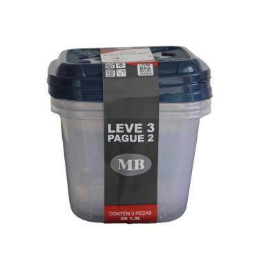 Imagem de Conjunto de Potes Plásticos Mb Everyday com 3 Peças 1,3L - ItemVariado