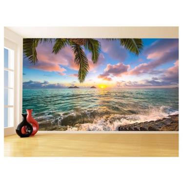Imagem de Papel De Parede Praia Mar Coqueiro Por Do Sol 3,5M Npr311
