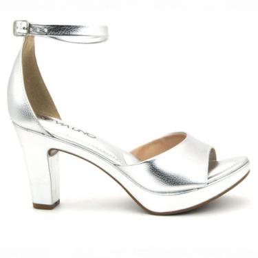 Imagem de Sandália Via Uno 411003 Salto Grosso Alto Meia Pata Calcanhar Fechado 