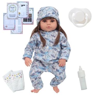 Imagem de Bebe Reborn Realista 100% Silicone Macacão Unicórnio e Itens - Cegonha