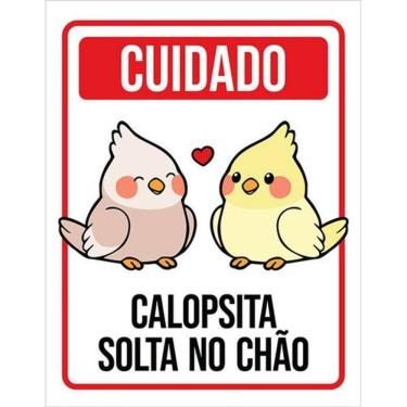 Imagem de Kit 3 Placas Decorativa - Aviso Calopsita Solta No Chão