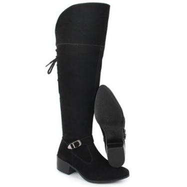 Imagem de Bota Feminina Cano Alto Over Camurça Preta Rodeio Country Confort-Feminino
