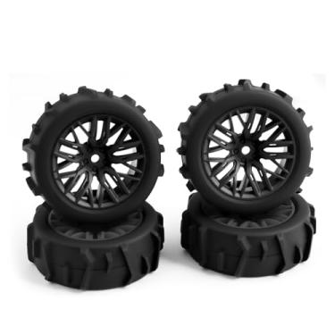 Imagem de BENMAZ Conjunto de roda e pneu RC de 4 peças para atualizações 1/18 ARRMA Typhon Grom (preto)