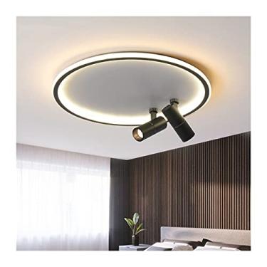 Imagem de Lustre moderno LED Lustres Decoração para casa Compatível com Quarto Estudo Showroom infantil Sala de estar Holofotes internos Lâmpadas Lustre Luminárias (Cor: Redondo 40cm Preto