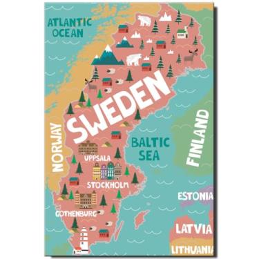 Imagem de Mapa da Suécia ímã de geladeira lembrança de viagem de Estocolmo