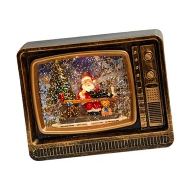 Imagem de oshhni Caixa de música de Natal, decoração de Natal, cena de Natal portátil com enfeite de luz para lojas, mesa de jantar, casa de férias, sala de estar