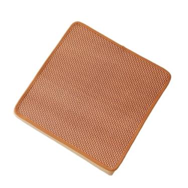 Imagem de pufe Almofada de reforço piso verão cadeira vime quadrada tecida chão Tatami Futon(Reddish brown,45 * 45cm)