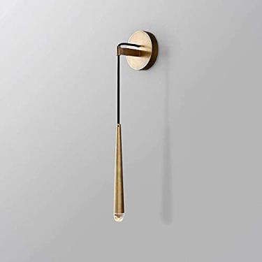 Imagem de Luminária de parede, Luminária de parede de cobre moderna 3W Led Arandela de parede Abajur de cristal Holofote de parede Tubo de latão Luminárias para sala de estar Quarto Cabeceira Corredor