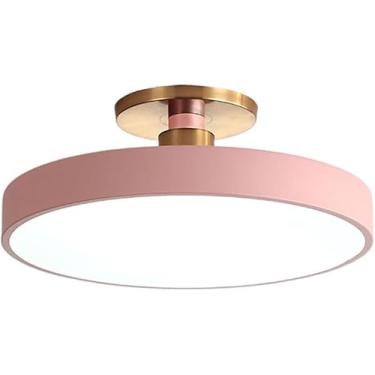 Imagem de Lustre de teto LED de design nórdico com abajur de acrílico com ajuste de intensidade de três cores e economia de energia, luminária embutida para sala de estar e quarto (D 50 cm)