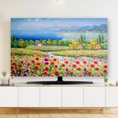 Imagem de HSTANGKY Capa protetora para TV de 32 a 80 polegadas para interiores protetor de ecrã LCD/LED suave e resistente ao pó para monitores curvos/planos/pendentes/de secretária - flower3, 40-43 polegadas