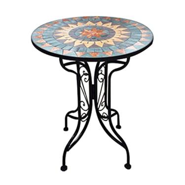 Imagem de Mesa redonda e cadeiras dobráveis, mesa de centro pequena ao ar livre, assentos de lazer para jardim/terraço/pátio, fácil de limpar (cor: Black, tamanho: Tabela)