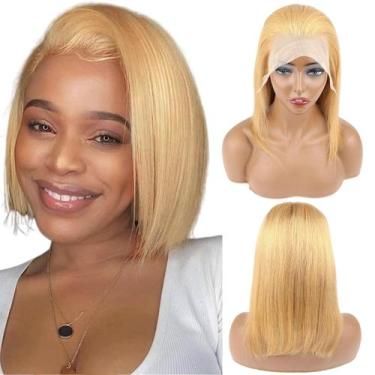 Imagem de Peruca CISWER Honey Blonde Lace Front Bob 35 cm de cabelo humano