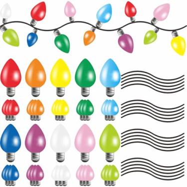 Imagem de CHNBF 60 peças de decoração de ímãs de lâmpadas refletivas de carro de Natal, 40 lâmpadas de geladeira, ímãs em forma de luz, 20 fios magnéticos para férias de Natal (Natal)