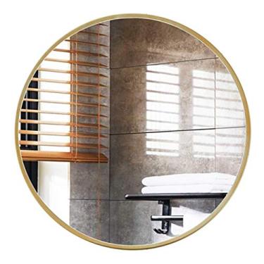 Imagem de Espelho suspenso decorativo redondo HD espelho de maquiagem moderno moldura de metal espelho de banheiro espelho de parede redondo, diâmetro 50/60/70 / 80 cm (cor: ouro, tamanho: 70 cm) (cor: ouro,
