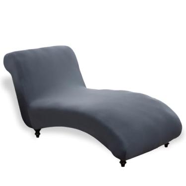 Imagem de Capa de espreguiçadeira de envoltório completo, lavável na máquina, elástica, sem braços, com alça inferior adequada para sala de estar e quarto interno (cinza escuro, 1)
