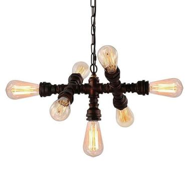 Imagem de 7 luzes pendentes industriais vintage, luminárias pendentes de tubo de fazenda para cozinha, ilha, hall de entrada, sala de estar, quarto, rústico, industrial pendurado, luminárias pendentes de casa