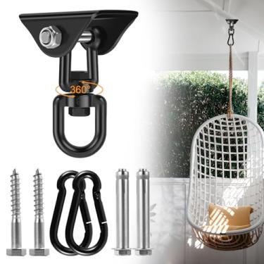 Imagem de Kit de pendurar para cadeira de rede de aço inoxidável para uso pesado, gancho giratório de 360°, capacidade de 499 kg, suporte giratório para cadeira suspensa para ioga, boxe aéreo, sacos de areia