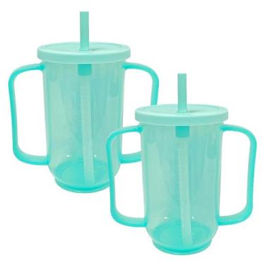 Imagem de Sippy Cup Qancesd Adult 350 ml com canudo, 2 alças, pacote com 2