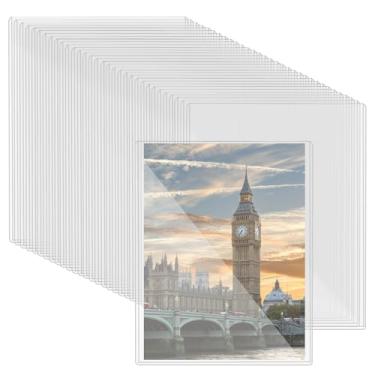 Imagem de SINJEUN Pacote com 40 protetores de impressão rígidos, mangas de plástico rígido transparente de 20,8 x 29,7 cm, porta-cartões para cartazes de fotos de documentos, certidão de nascimento em papel