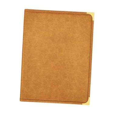 Imagem de MotiveTech Capa de Cardápio Livro de Cardápios Tamanho A4 3 Páginas Cantos de Metal Comerciais Pasta de Cardápios Elegantes 6 Visualizações para Café Bar Hotel, Marrom