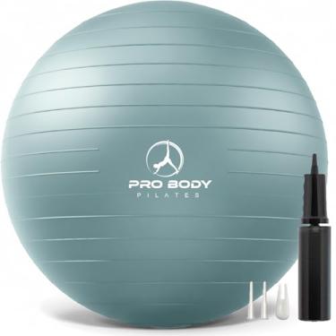 Imagem de ProBody Pilates Bola de ioga - Bola de exercícios de cores frescas para estabilidade, gravidez, treino, fisioterapia e parto, cadeira de bola de equilíbrio (névoa, 55 cm)