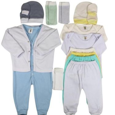 Imagem de Kit 15 Peças Roupa de Bebê Menina e Menino Completo - Taya Baby, Azul,