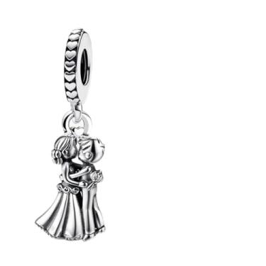 Imagem de 1 peça de berloque de prata elegante para mulheres, faça você mesmo e roupa diária combinando joias decoração presente para mamãe, 20.5*7mm, Prata, Sem Pedra Preciosa